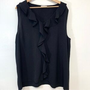 FLS Apparel‎  Womans Black Top 3X Ruffle V Neckline   Sleeveless Classic Basic